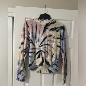 Tie dye young fabulous & broke cropped sweatshirt